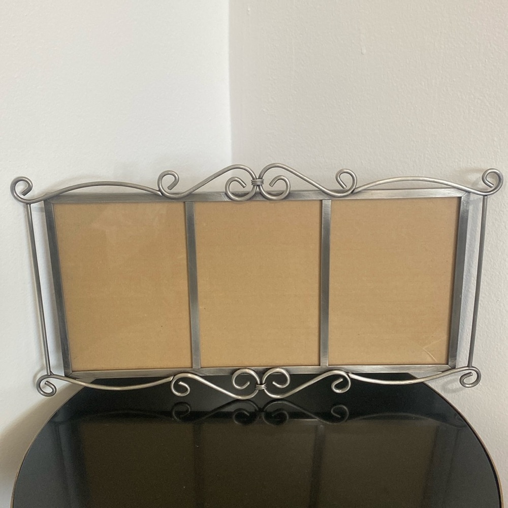 Fetco Vintage Pewter three slot 5 X 7 picture holder/Frame.